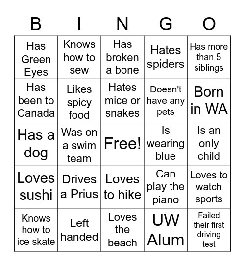 Northgate All Clinic Retreat Card #1 Bingo Card