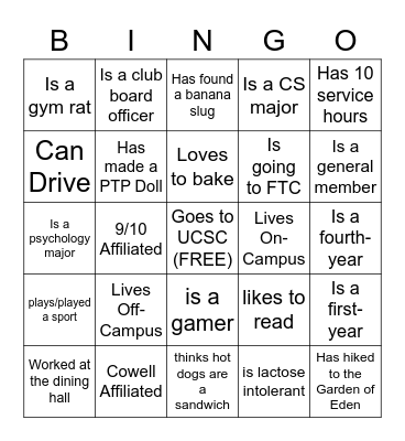 Find someone who... Bingo Card