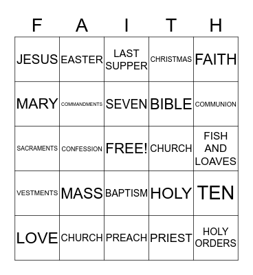 FAITH Bingo Card