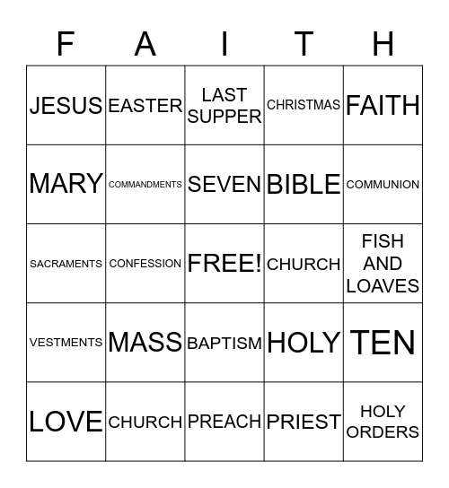 FAITH Bingo Card
