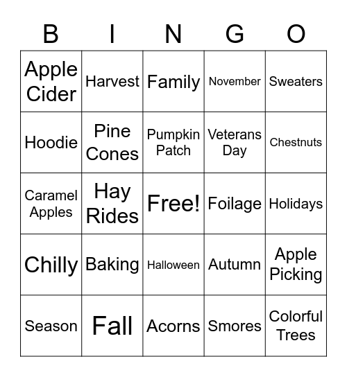 FALL BINGO Card