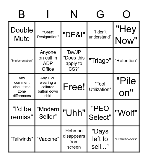 Another Virtual Meeting Bingo Card