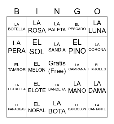 Hispanic Heritage Loteria Bingo Card