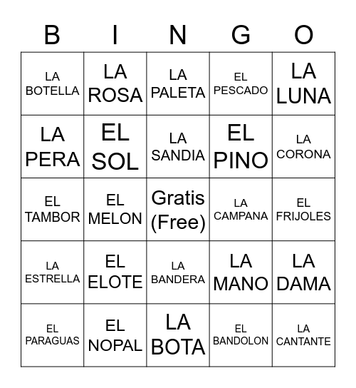 Hispanic Heritage Loteria Bingo Card