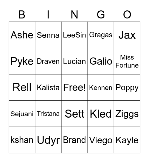 TFT Bingo Card