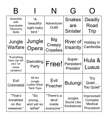 ANACONDA Bingo Card