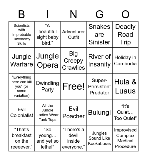 ANACONDA Bingo Card
