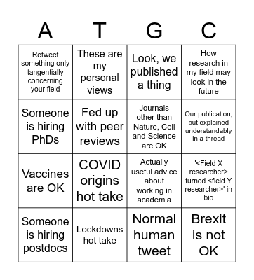 Bioengineering Twitter Bingo! Bingo Card