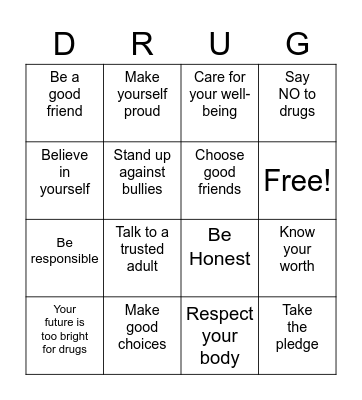 Red Ribbon Week Bingo Card