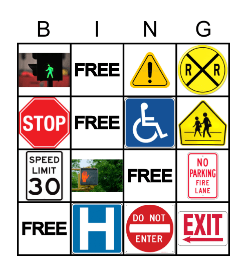 Safety Signs Bingo Card