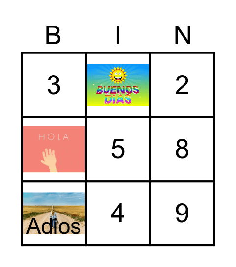 Numbers 1-10 Bingo Card