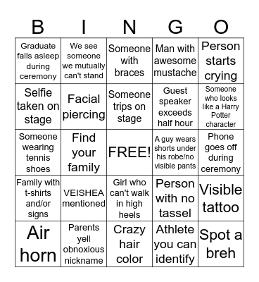 Graduation BINGO Card