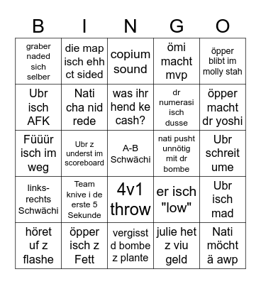 SIR CSGO BINGO Card