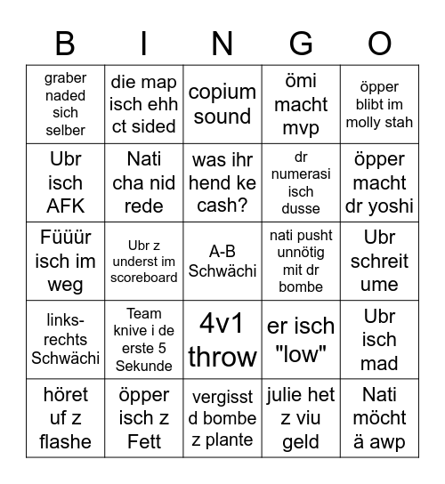 SIR CSGO BINGO Card