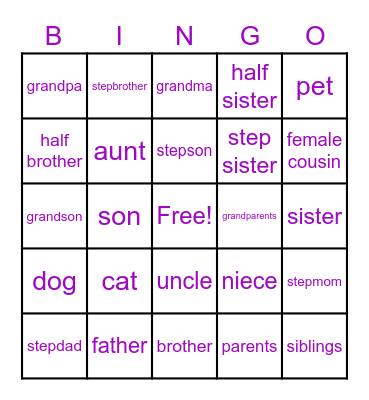 LOTERIA DE FAMILIA Bingo Card