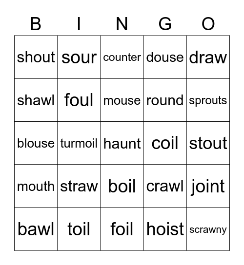 aw-  ou-  oi- Bingo Card