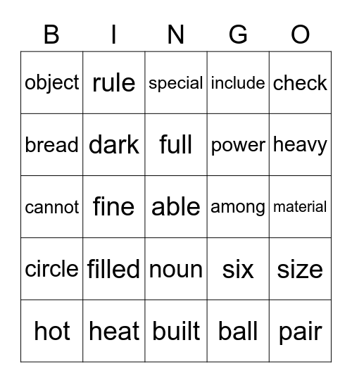 Fifth Grade Sight Words 476-500 Bingo Card