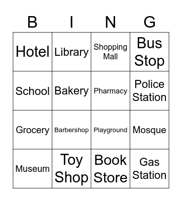 MY TOWN Bingo Card