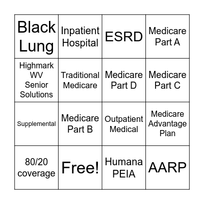 Medicare Bingo Card