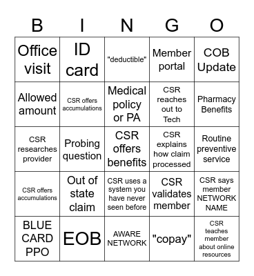 Observation Bingo 2: The Return of Claims Bingo Card
