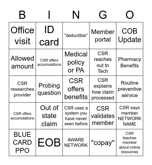 Observation Bingo 2: The Return of Claims Bingo Card
