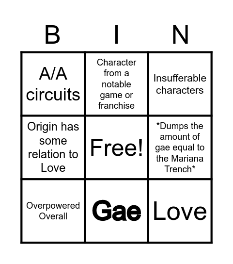 Untitled Bingo Card