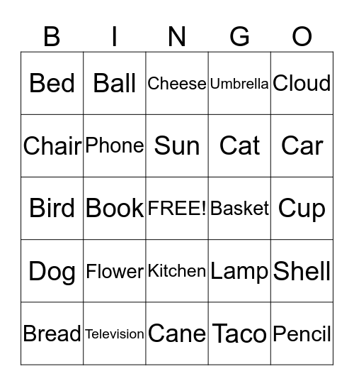 Spanish Bingo Card