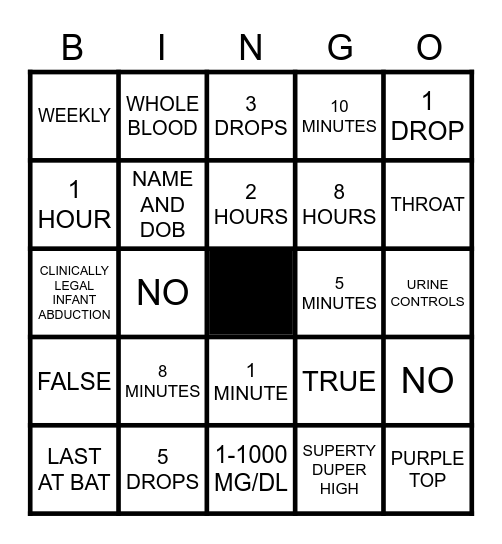 CLIAWAIVED TESTING Bingo Card