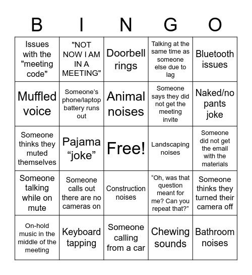 Fall Functional Training Bingo Card