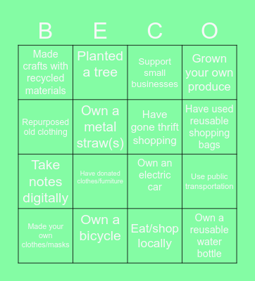 🌎Sustainability Council Bingo 🌎 Bingo Card