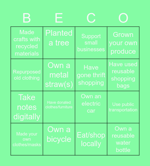 🌎Sustainability Council Bingo 🌎 Bingo Card