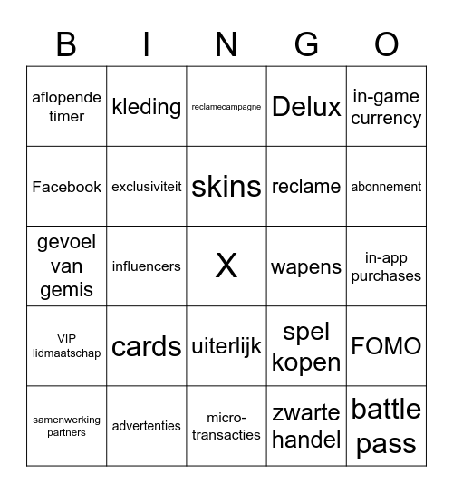 Money mach Bingo Card