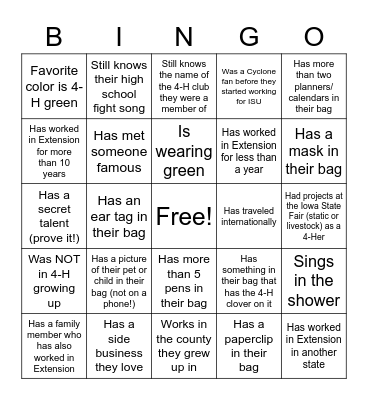 Youth Fest BINGO Card