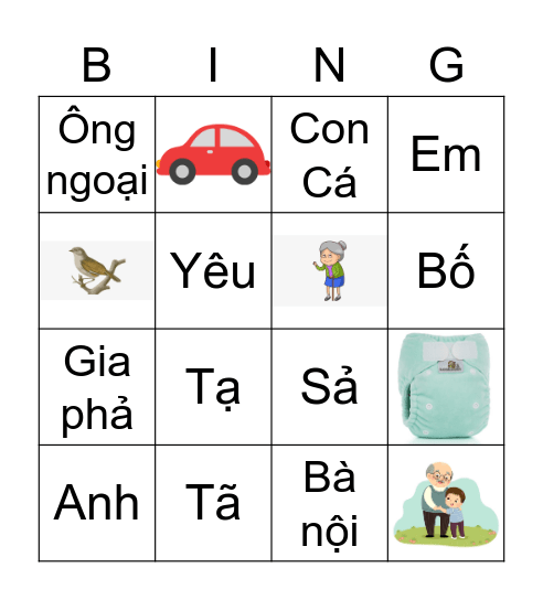 Vn2 Bai1,2 Bingo Card