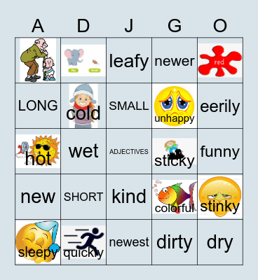ADJECTIVES Bingo Card