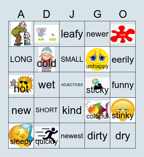 ADJECTIVES Bingo Card