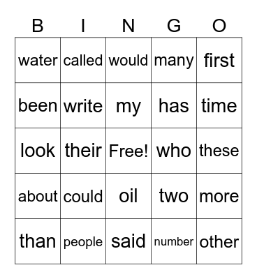Bingo - Set C2 Bingo Card