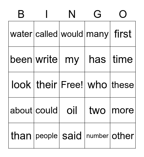 Bingo - Set C2 Bingo Card