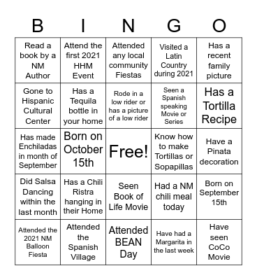 HHM ILN NM BINGO Card