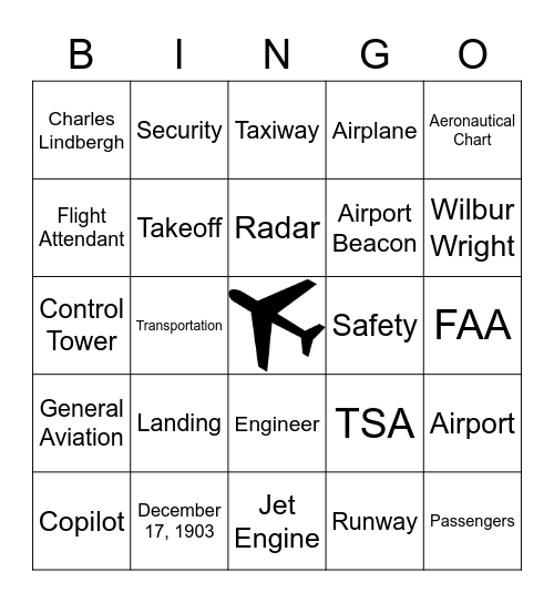 Aviation BINGO Card