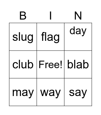 L-Blends Bingo! Bingo Card