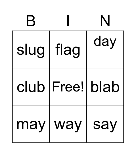 L-Blends Bingo! Bingo Card