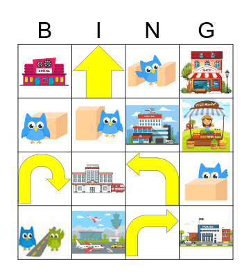 Prepositions & Directions Bingo Card