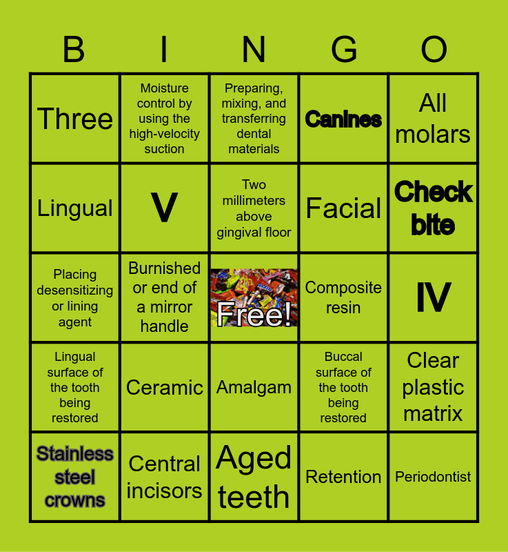Matrix Systems for Restorative Dentistry Bingo Card