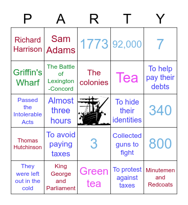 Boston             Tea Bingo Card