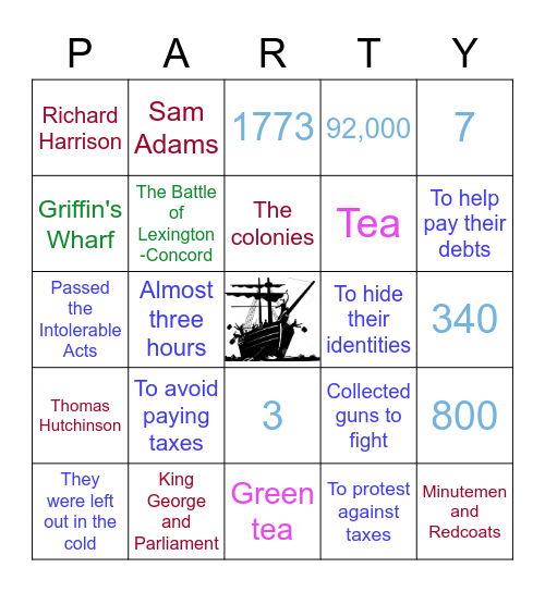 Boston             Tea Bingo Card