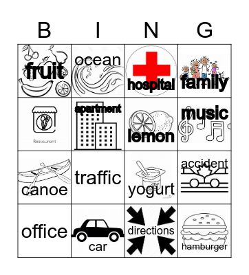 Inglés y Español Bingo Card