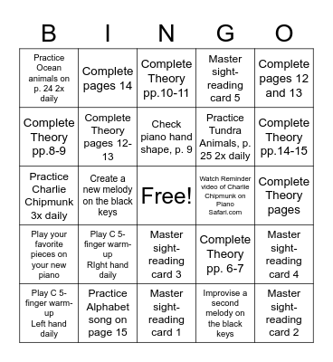 Solomon’s Bingo Practice Card Bingo Card