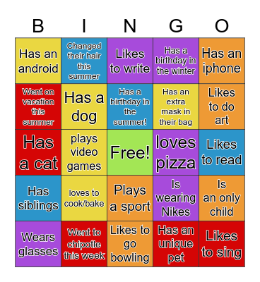 Ice-Ice Breaker! Bingo Card