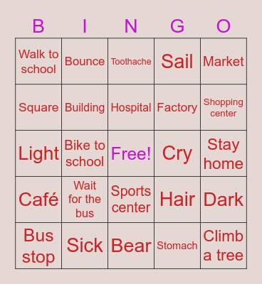 Year 4 - Vocabulary Bingo Card